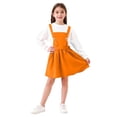 thumbnail image 2 of ASEIDFNSA Girls Suspender Skirt with Bib Front Button Straps Elastic Waist and A Line Fit (Gold,11-12 Years), 2 of 5