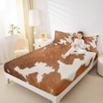 thumbnail image 4 of Manfei Cattle Hide Queen Sheet Sets,Rustic Farm Animal Flat Sheet,Brown Beige Queen Fitted Sheet For Teens,Super Cozy Room Decor,4 Pieces, 4 of 7