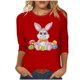 thumbnail image 1 of Camisetas Casuales de las Mujeres Impresas 3/4 Manga Cuello Redondo Blusa, Moda Ligera Superior para el Hogar Y el Uso Diario, Cómoda Imitación de la Tela Del Estante, 1 of 8