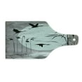 thumbnail image 2 of Nature Cutting Board, Sunset Horizon Background Flying Heron Birds on the Lake River Bushes Grunge Graphic, Tempered Glass Cutting and Serving Board, Wine Bottle Shape, Black Grey, by Ambesonne, 2 of 5