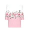 thumbnail image 2 of Cilsoka Fashion Clothing for Women Summer, Womens 3/4 Length Sleeve Tops V Neck Casual Floral Print Summer Tops for Women Loose Fit Three Quarter Length Sleeve Blouse, Floral Print Tshirts, 2 of 4