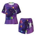 thumbnail image 2 of Yiaed Astronaut Print Short Sleeve Pajama Sets for Women Casual Crew Neck 2 Piece Lounge Sets Women's Short-Sleeved Pajama-3X-Large, 2 of 5