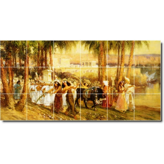 Ceramic Tile Mural-Frederick Bridgman Women Painting 85. 17" w x 25.5" h using (24) 4.25 x 4.25 ceramic tiles
