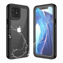Dteck iPhone 12 Mini Case Waterproof IP68 Dustproof Case with Built-in Screen Protector, Underwater Outdoor Full Body Heavy Duty Shockproof Protective Cover, Black   Clear
