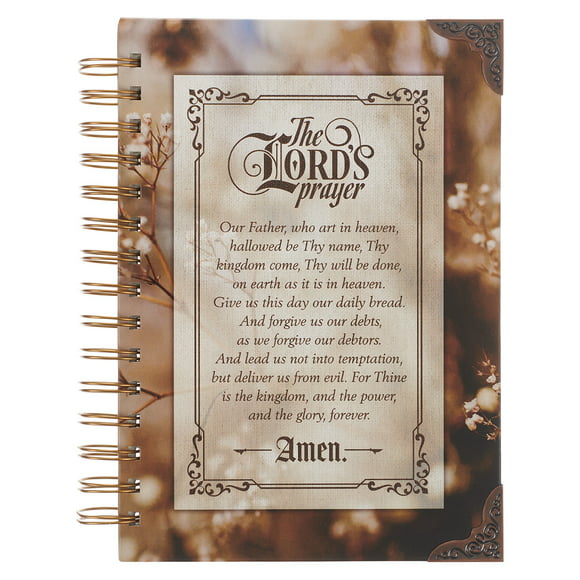 Christian Art Gifts Journal W/Scripture for Men/Women the Lord's Prayer Mathew Bible Verse Brown 192 Ruled Pages, Large Hardcover Notebook, Wire Bound (Other)