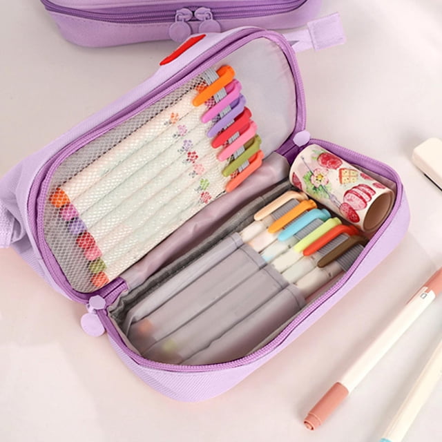 Ohmyroo Large Capacity Stationery Bag Multi Layer Pencil Case Organizer For Office Home Storage Multicolor 8 Inch