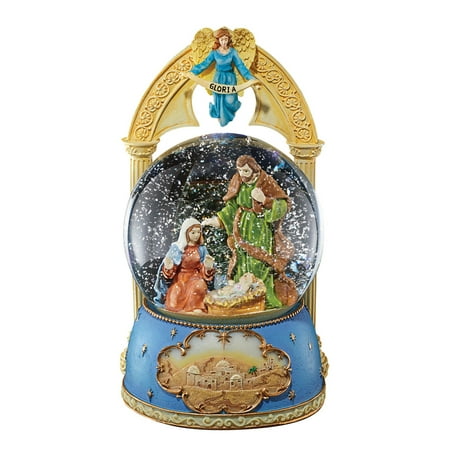 Ornaments Musical Snowglobe - Musical Nativity Snow Globe Christmas Tabletop Decoration - Plays Silent Night