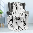 thumbnail image 4 of Sketchy Soft Flannel Fleece Blanket, Muscular Energetic Athletes in Different Poses Sports Themed Drawing Style Artwork, Cozy Plush for Indoor and Outdoor Use, 60" x 80", Black White, by Ambesonne, 4 of 5