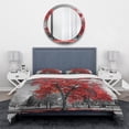 thumbnail image 2 of Designart 'Big Red Tree on Foggy Day' Traditional Bedding Set - Duvet Cover & Shams, 2 of 4
