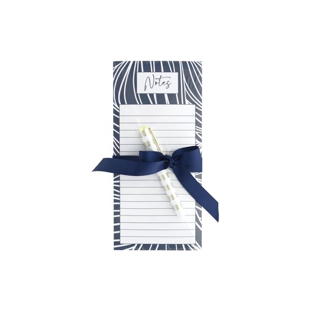 Lady Jayne Note Pad List with Pen Indigo Waves