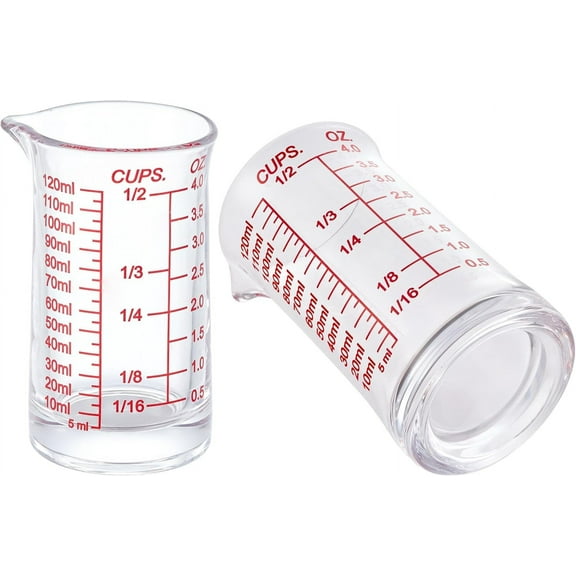 Ackers 4oz Glass Measuring Cup – Shot Glass with Ounce,Ml,Cups Markings for Kitchen & Bar(Pack of 2)
