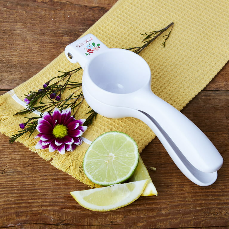The Pioneer Woman Garden Party Handheld Cast Citrus Press Juicer with Filter, White