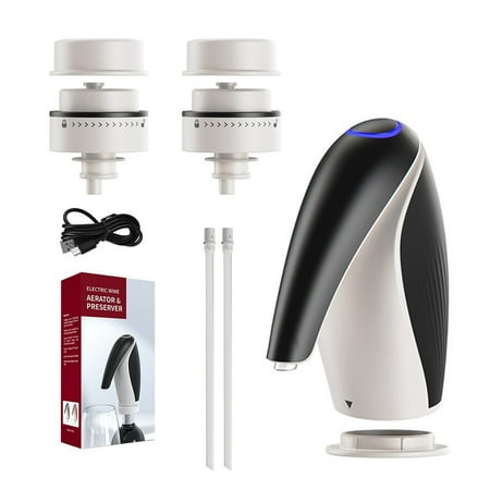 

2 in 1 Electric Wine Aerator Decanter with Wine Bottle Stopper Quick Sobering Automatic Wine Dispenser Pourer Set Black