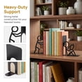 thumbnail image 2 of Unique Bargains 2Pcs Decorative Metal Minimalist Humanoid Book Ends Black 3.1*2.5*7.7inch, 2 of 5