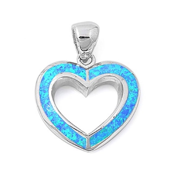 Heart Simulated Opal Pendant Sterling Silver