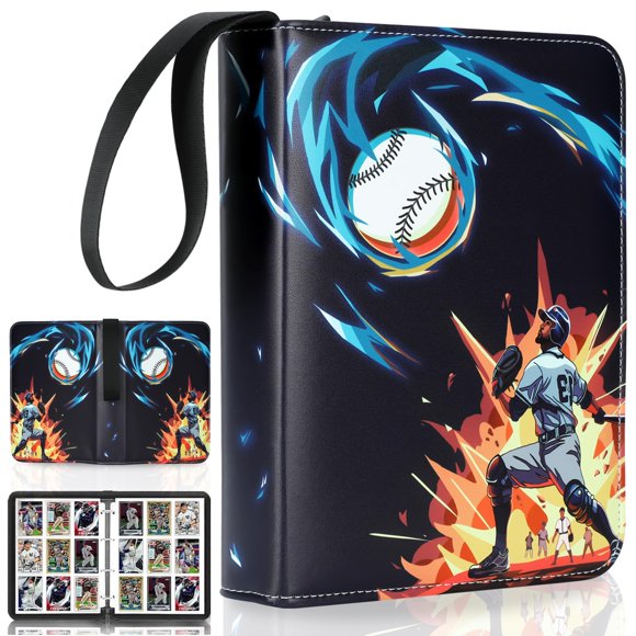 Carpeta para cartas Tyyfnn de 9 bolsillos con 50 fundas, capacidad para 900 cartas