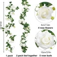 thumbnail image 2 of 9.5ft Artificial Flower Garland with White Rose, Fake Vines Silk Flower Hanging Rose Garland for Wedding Floral Arch Garden Background Engagement Ceremony Reception Decor, 2 of 5