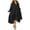 Black, variant on VONDA Women Plus Size Long Sleeve Buttons Solid Irregular Hem Dresses