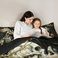 thumbnail image 4 of Manfei Gothic Skull Bedding Comforter Set 7pcs,Gold Crown Full Bedding Set,Spooky Skeleton Fitted Sheet Flat Sheet,Breathable Room Decoration Reversible, 4 of 7