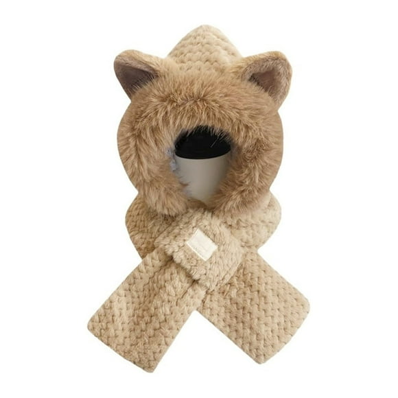 Cute Fox Ears 2-in-1 Hat and Scarf,Fox Hat Scarf Combo,Hat with Scarf Attached,Hat with Scarf Attached for Women