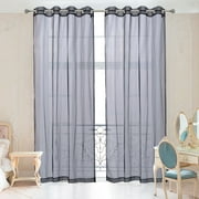 Sheer Curtains Set of 2, 54" X 84" Window Solid Sheer Curtain Drapes Grommet Top Panels for Bedroom Living Room Kitchen Color: Black
