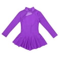 thumbnail image 3 of Aiihoo Girls Mock Neck Long Sleeves Dance Dress Tulle Splice Roller Ice Figure Skating Dress Ballet Dancewear Purple 8, 3 of 7