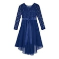 thumbnail image 2 of Miutii Flower Girls Dress Kids Lace Chiffon Midi Birthday Party Gowns Wedding Evening Cocktail Prom Navy Blue 10, 2 of 9