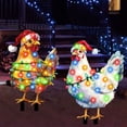 thumbnail image 4 of Christmas Light-UpOutdoor Decor, 2D Plastic Christmas Chicken Decorations with Red Christmas Hats Animal Garden Stakes for Holiday Atmosphere Rooster Lawn Rooster Decorations, 4 of 5