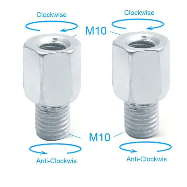 2pcs Scooter Motorcycle Rear Mirror Adapters M10 10MM M8 8MM 6MM Clockwise Anti-clockwise Right Left hand thread Changing Screw