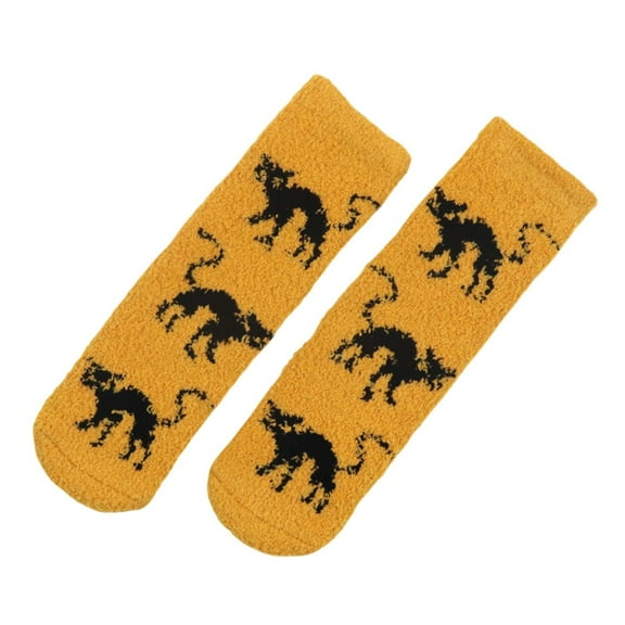 SNOWSONG Crew Socks for Women, Halloween Socks for Women Halloween Women's Fun Patterned Plush Soft Socks Nighttime Glow Crew Socks, Womens Socks, Fuzzy Socks A One Size