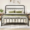thumbnail image 5 of Amolife Full Bed Frame, Metal Platform Bed with Vintage Curved Iron-Art Headboard, Easy Assembly, Black, 5 of 7