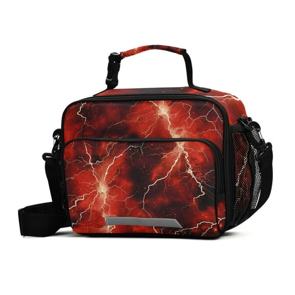 ALAZA Red Lightning Lunch Box Insulated Cooler Bag Reusable Tote Bags Shoulder Strap