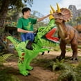 thumbnail image 2 of Adult Dinosaur Costume Inflatable Fun Holiday Dress Up Men's And Women's Inflatable Suit Dinosaur Rider Inflatable Dress Up,Height 59"–74.8",light green, 2 of 6