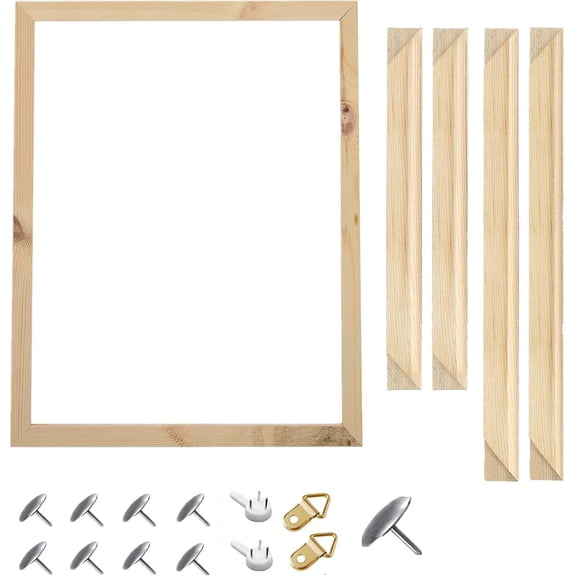 DIY Wood Canvas Frame Kit 16 x20 Inch for Oil Painting & Wall Art Customized Wooden Frames Paintings Canvases Easy to Build Stretching System 40X50cm