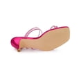 thumbnail image 5 of BLISSFUL STEP Women's Slide Sandal Rhinestone Strappy Square Toe Kitten Heel Slide Sandals Hot Pink 7, 5 of 7