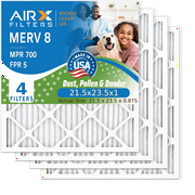 21.5x23.5x1 Air Filter MERV 8 Comparable to MPR 700 & FPR 5 Electrostatic Pleated Air Conditioner Filter 4 Pack HVAC AC Premium USA Made 21.5x23.5x1 Furnace Filters by AIRX FILTERS WICKED CLEAN AIR.
