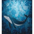 thumbnail image 3 of Whale Duvet Cover Set, Vintage Whale Poster Motif on Marine Grunge Backdrop Retro Ocean Graphic, Decorative 3 Piece Bedding Set with 2 Pillow Shams, Queen Size, Petrol and Violet Blue, by Ambesonne, 3 of 3