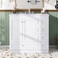 thumbnail image 2 of 36 inch Bathroom Vanity with Sink, Bathroom Vanities with Storage Cabinet and 4 Drawers, Built-in Soft-Closing Door, Freestanding Bathroom Sink Cabinet, Bathroom Vanity Cabinet for Bathroom, White, 2 of 9