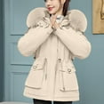 thumbnail image 2 of Breezora Women Winter Puffer Coat Thicken Lined Down Parka Outerwear for Cold Weather Comfort and Fashionable Style with Lightweight Warmth L Size Beige, 2 of 9