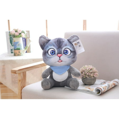 

Toyella Simulation 3D Cat Doll Plush Toy Pillow Pendant Doll Grey 20cm
