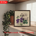 thumbnail image 6 of 2D Flat, 1pc Vintage Floral Wall Art Botanical Painting with Purple Violets, Lavender Green Foliage, Wooden Frame No Electricity Needed, Perfect Home Decor, International Style, Wall Han, 6 of 7