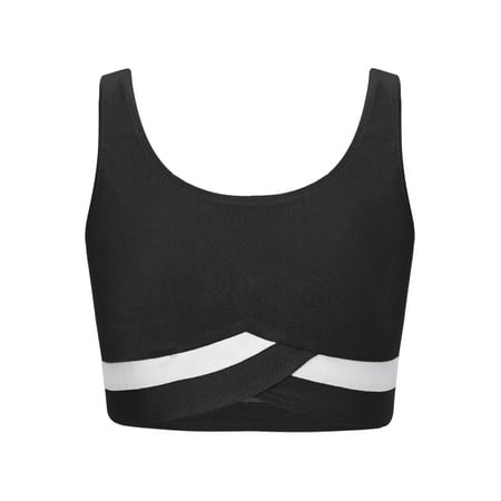 Runhomal Kids Girls Sports Training Bra Workout Yoga Vest Sleeveless Tank Tops Sportswear Dance Black 10