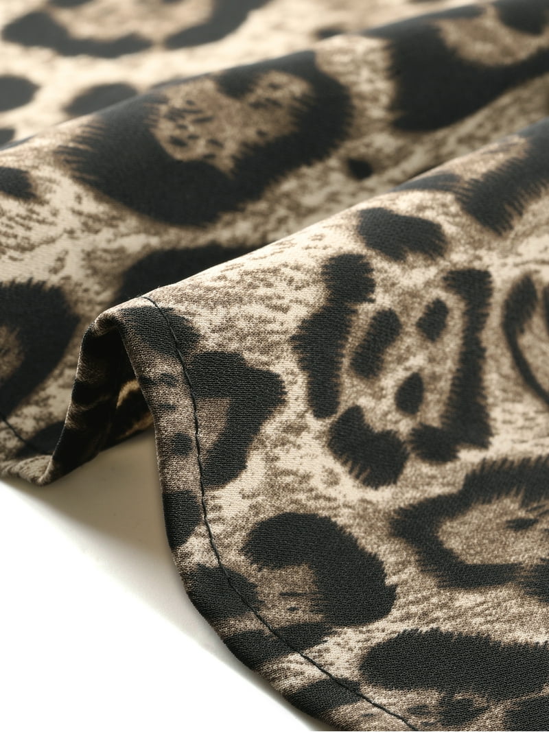 backless flowy dresses Brown Leopard Print Backless Halter Neck Tie Back Flowy Skater Mini Dr –  Femme Luxe main image 1