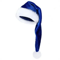 XUEMAO Christmas Hat for Adult, Blue Plush Long Santa Hats Xmas Velvet Christmas Hats For Adults Keep Warm Winter Christmas Hat