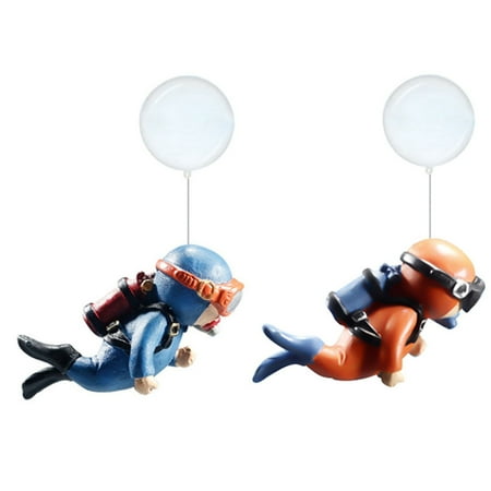 2 Pack Floating Fish Tank Decorations, Freshwater Fat Diver, Funny Device Fish Tank Accessories, Small Cartoon Aquarium Ornament and Toy, Great for Freshwater Tanks