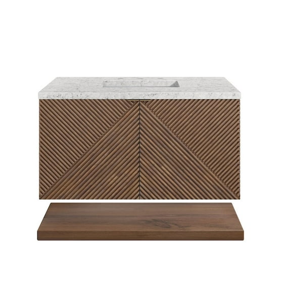 James Martin Vanities 36" Single Vanity, Chestnut w/ 3 CM Eternal Jasmine Pearl Top