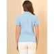 thumbnail image 5 of Blusa de Algodón con Volantes y Cuello Vuelto para Mujer Azul Claro S, 5 of 6