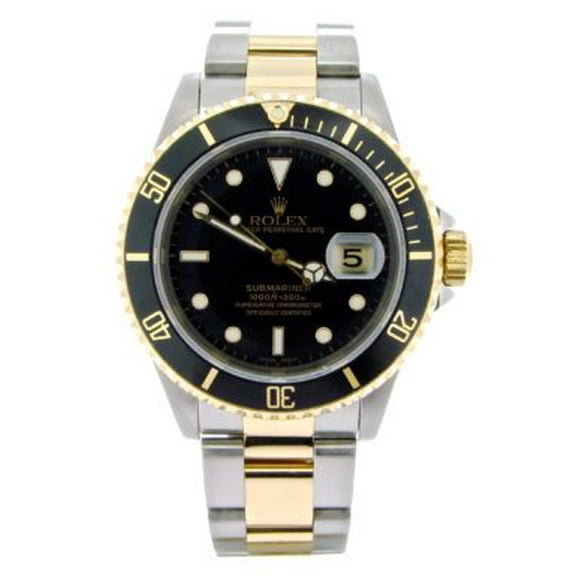 Pre-Owned Mens Rolex Two-Tone 18K/SS Submariner Black 16613
