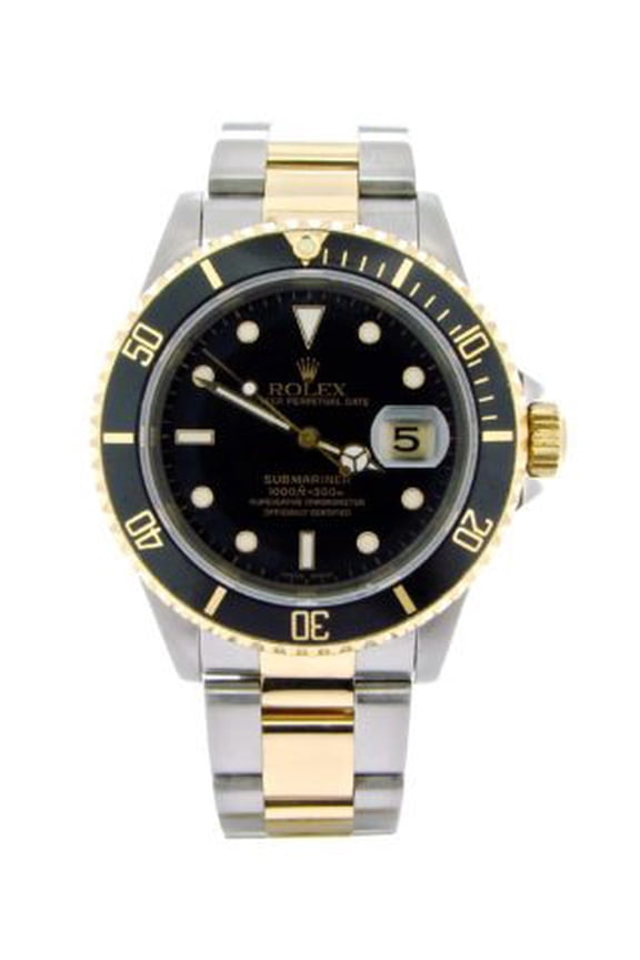 Pre-Owned Mens Rolex Two-Tone 18K/SS Submariner Black 16613