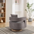 thumbnail image 5 of Swivel Barrel Accent Chair,29.1" W Modern Round Linen Arm Chair with Weathered Base,Upholstered Comfy 360 Degree Swivel Single Circle Club Chair for Nursery Bedroom Living Room Hotel Office, 5 of 8